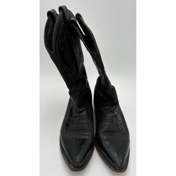 DAN POST Women's Cowboy Boots Black Snip On Pointed Toe Size 6M USA Great GUC - Picture 12 of 12